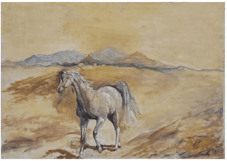 In Search Of His Master, a painting by Dr. Durdana Syed